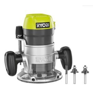 NEW W DEFECT Ryobi 8.5A 1.5 HP Fixed Base Corded Router 3 Bit Set /Tool Bag Kit